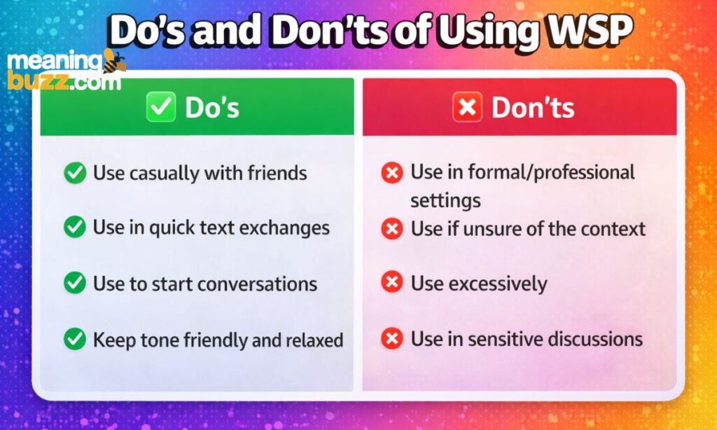 Do's and Don'ts of Using WSP